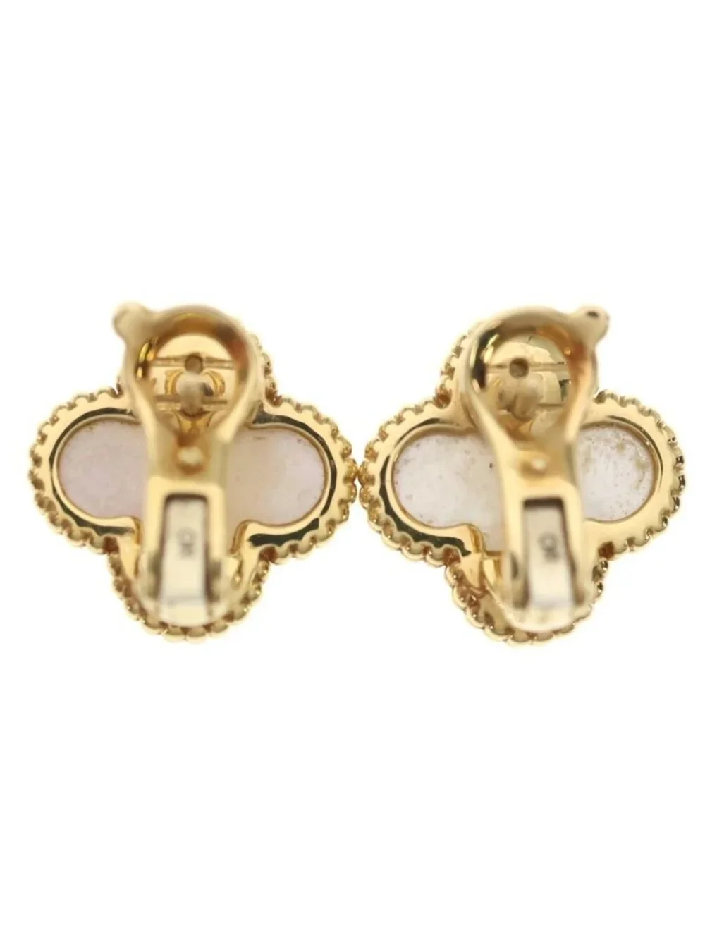 Van Cleef & Arpels Vintage Alhambra Mother of Pearl 18k Yellow Gold Earrings